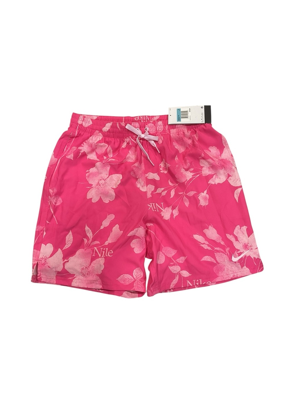Nike MENS Pink Floral Athletic Shorts with White Drawstring MEDIUM